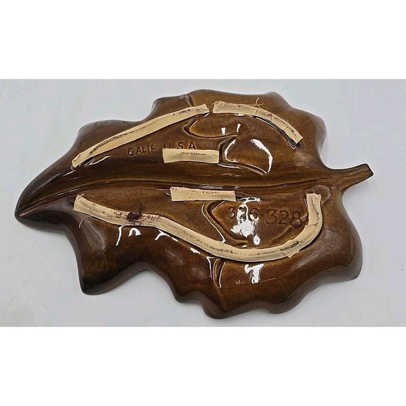 MCM California Pottery 326-328 Ash Dish Maple Leaf Brown Orange - Picture 5 of 8